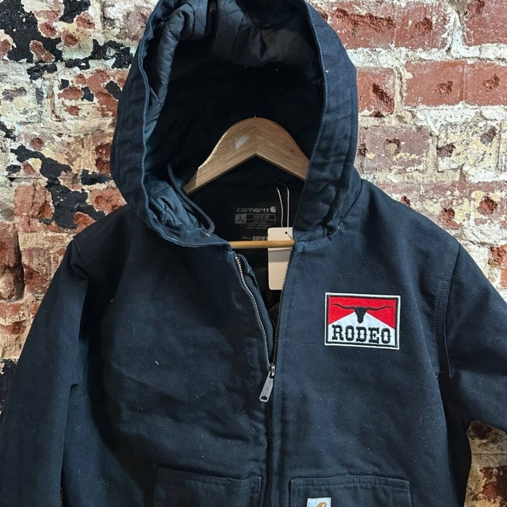 Carhartt J130 Canvas Hooded Black Jacket Rodeo Womens Large